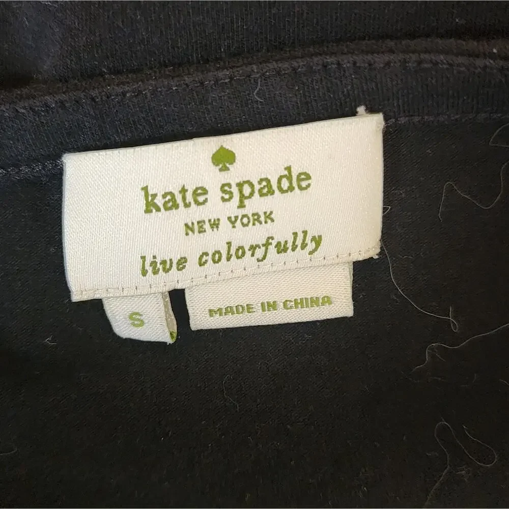 KATE SPADE KNOTTED FRONT BLACK BLOUSE SIZE SMALL